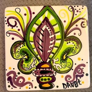 🌟Caffco Mardi Gras tile trivet👑🌦🎭